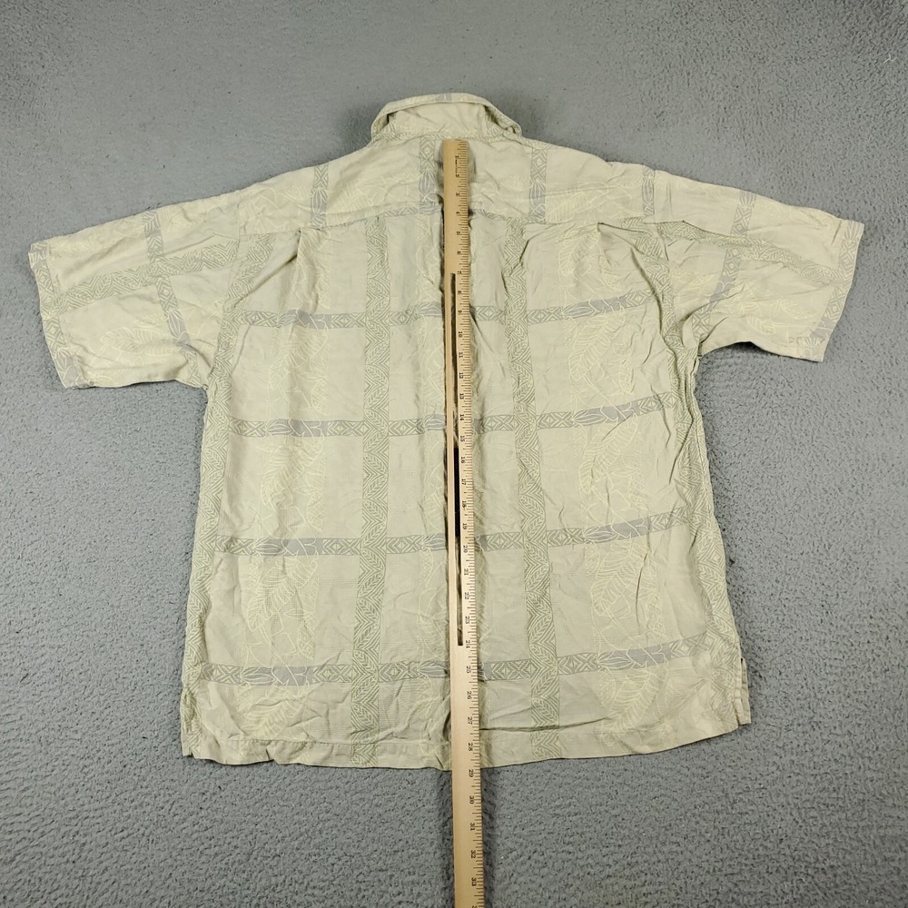 Tommy Bahama Shirt Mens Large Ivory Silk Tropical Camp Hawaiian Button Up * - Picture 5 of 8